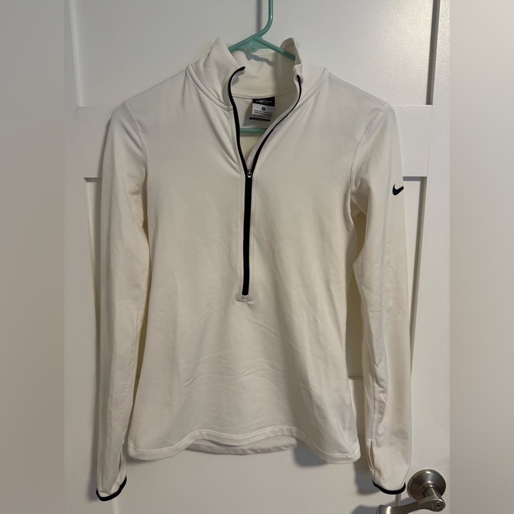 NikePro Dri-Fit Women's White Fleece-lined Quarter-Zip